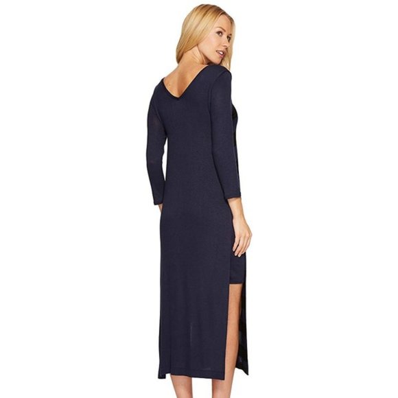 Three Dots Dress Navy and Black Stripe Jersey Dress size M - Picture 3 of 9